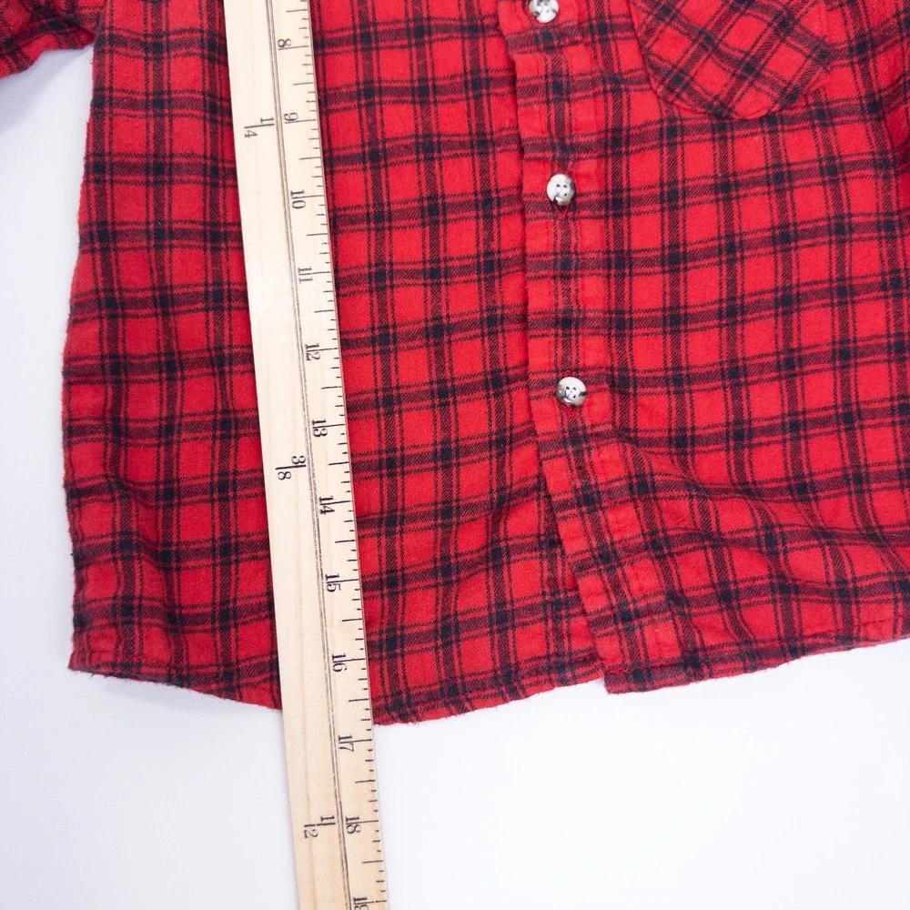 OshKosh B'gosh Flannel Shirt Kids 4 Red Black Plaid Vintage 90s Button Down‎